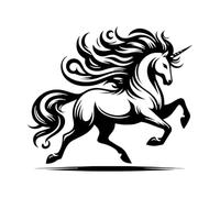 Majestic Unicorn Horse Silhouette Wall Vinyl Sticker Decor 42x47.8cm It Won't Fall Off Black