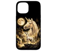 Majestic Unicorn Moonlit Waterfall Fantasy Case for iPhone 15