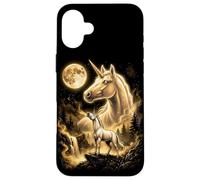 Majestic Unicorn Moonlit Waterfall Fantasy Case for iPhone 16 Plus