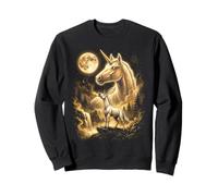 Majestic Unicorn Moonlit Waterfall Fantasy Sweatshirt