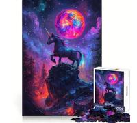 Majestic Unicorn Under A Colorful Moon Jigsaw Puzzles for Teenagers 1000 Piece Logic Build Sharp Color Fun Hobby Art Work (38x26cm)