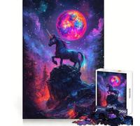Majestic Unicorn Under A Colorful Moon Puzzles for Adults 1000 Puzzles Cognitive Boost Thick Material Family Bond Christmas Surprise (50x75cm)