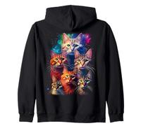 Majestic Various Breed Cats in Space Kids & Adult Kitten Zip Hoodie