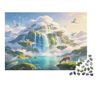 Majestic Waterfall Mountain 1000 Piece Jigsaw Puzzle Paper for Adults Fantasy Nature Scenery Mindfulness Home Decor Gift 38x26cm/1000pcs