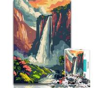 Majestic Waterfall Puzzles for Adults Teens 1000 Pieces,Decompressing Intellectual Educational Toy Suitable for Desktop Decoration 38x26cm