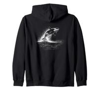 Majestic Whale Orca Jump Ocean Scene Zip Hoodie