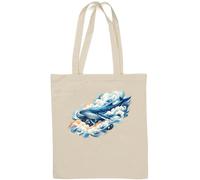 Majestic Whale Swimming Through Clouds Natural Cotton Tote Bag White