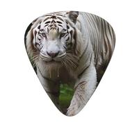 Majestic White Bengal Tiger 12 Pcs Guitar Picks, 0.46mm/0.71mm/0.96mm Thickness, Guitar Plectrum With Storage Case For Acoustic-Electric Guitar Ukulele Bass