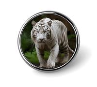 Majestic White Bengal Tiger Badges Pin, Personalized Exquisite Round Badge, 1 Inch Button Pins for Women And Men, Decorative Metal Round Brooch for Clothing, Backpacks, And Hats