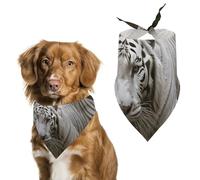 Majestic White Bengal Tiger Dog Bandanas for Feeding Grooming, Triangle Pet Bibs for Cats & Dogs Washable Fashion Pets Scarf for Party Travel 27.6 X 11.8 Inch