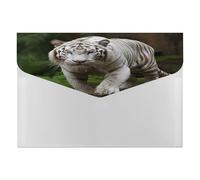Majestic White Bengal Tiger File Folder with Snap&6 Pockets Reusable File Organizer Portable Document Paper Bill Receipt Organizer Plastic Envelopes for Office College Letter Size