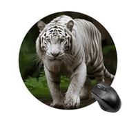 Majestic White Bengal Tiger Round Mouse Pad 7.8 Inch, Portable Gaming Mouse Mat with Non-Slip Rubber Base & Smooth Surface, Waterproof Mousepad for PC, Laptop, Computer, Office, Home