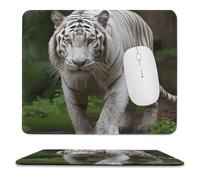 Majestic White Bengal Tiger Stitched Edge Mouse Pad