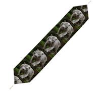 Majestic White Bengal Tiger Table Runner for Dining Table, Short Plush Runners Washable & Durable Tablerunner Modern Home Decor for Wedding, Kitchen, Holiday 229*33cm
