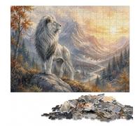 Majestic White Lion in Misty Forest Jigsaw Puzzle for Adults, 300 Pieces | Section-by-section building: an activity that can be paused and resumed during indoor leisure.