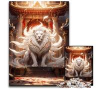 Majestic White Lion Jigsaw Puzzles for Adults 1000 Piece Wooden Jigsaw Puzzles for Adults for TeenagerFamilies Perfect DIY DecorBrainTeasing Challenge 1000 PCS(75x50cm)