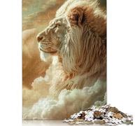 Majestic White Lion Jigsaw Puzzles Puzzles for Adults Kids. 1000 Pieces Impossible Challenge Toy Educational Game Home Decoration for Educational Games Gifts 1000pcs (38x26cm)