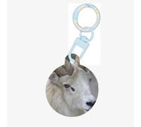 Majestic White Mountain Ram Print Round Acrylic Pet Tag, Dog Neck Pendant Tags for Pets Circular Dog Cat Collar Name Tags