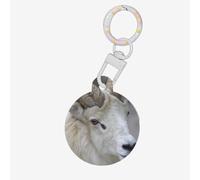 Majestic White Mountain Ram Print Round Acrylic Pet Tag, Dog Neck Pendant Tags for Pets Circular Dog Cat Collar Name Tags