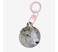 Majestic White Mountain Ram Print Round Acrylic Pet Tag, Dog Neck Pendant Tags for Pets Circular Dog Cat Collar Name Tags