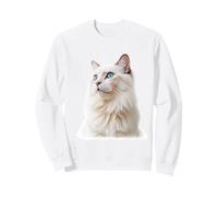 Majestic White Ragdoll Cat with Blue Eyes Graphic Design Sweatshirt