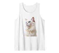 Majestic White Ragdoll Cat with Blue Eyes Graphic Design Tank Top