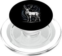 Majestic White Stag With Antlers Under Crescent Moon PopSockets PopGrip for MagSafe