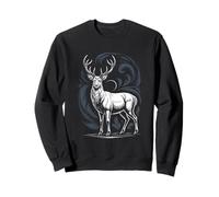Majestic White Stag With Antlers Under Crescent Moon Sweatshirt