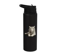 Majestic White Tiger Illustration Art Stainless Steel Insulated Water Bottle