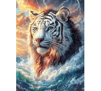 Majestic White Tiger in The Wild 300 Pieces Set Classic Jigsaw Puzzle Fairy Tale Scenery Cartoon Teen Fans 14-18 Yrs Brain Training Logic Skill Leisure Adventure Valentines Recycled Cardboard 300 PC