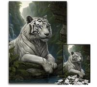 Majestic White Tiger Jigsaw Puzzles for Adults 1000Piece Jigsaw Puzzles for Adults Family Activity DIY Home Decor 1000 PCS(75x50cm)