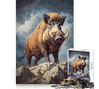 Majestic Wild Boar on Rocky Peak Jigsaw Puzzles 1000 Pieces for Teenagers Brain Think Serene Game Real Challenge Santa Gift (50x75cm)