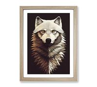 Majestic Wolf Framed Print | A2 Oak Framed Wall Art | Ready to Hang | Modern Animal Picture | Living Room Bedroom Lounge Office
