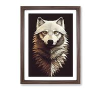 Majestic Wolf Framed Print | A2 Walnut Framed Wall Art | Ready to Hang | Modern Animal Picture | Living Room Bedroom Lounge Office