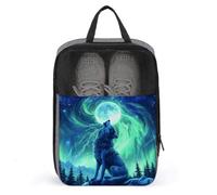 Majestic Wolf Howl Shoe Bag for Travel Daily Use Anti-dust Storage Carrier Golf Shoe Pouch