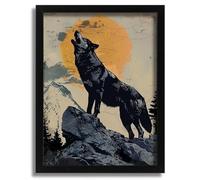Majestic Wolf Howling at Moon Wilderness Nature Art Print Wolf Wall Art Poster A5 - Wall Art Home Decor Movie Poster Canvas Film Cinema Retro Vintage Cult Classic Nostargic Saga Modern reprint we pri