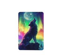 Majestic Wolf Howls At The Moon Car Air Fresheners 4 Pcs Hanging Scented Cards Fragrance Scented Cards For Car Aromatherapy Tablets
