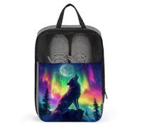 Majestic Wolf Howls at The Moon Shoe Bag for Travel Daily Use Anti-dust Storage Carrier Golf Shoe Pouch