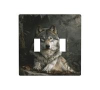 Majestic Wolf in The Forest Double Gang Toggle Light Cover Wall Plate Switch Decor Standard Size - 11.4x11.4cm