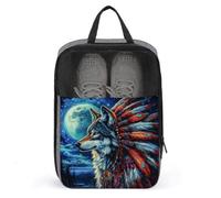 Majestic Wolf Native Headdress Shoe Bag for Travel Daily Use Anti-dust Storage Carrier Golf Shoe Pouch