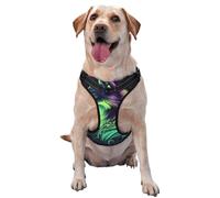 Majestic Wolf Neon Futuristic Aesthetic No Pull Dog Harness Adjustable Reflective Oxford Easy Control Medium Large Dog Harness