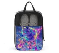 Majestic Wolf Neon Glowing Eyes Shoe Bag for Travel Daily Use Anti-dust Storage Carrier Golf Shoe Pouch