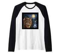 Majestic Wolf Under the Moonlight Sky Nature Scene Raglan Baseball Tee