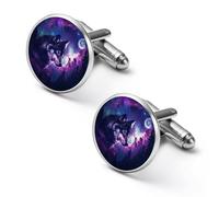 Majestic Wolf with Moon Men's Alloy Cufflinks