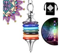 Majestic's 7 Chakra Dowsing Pendulum - Divinatory Radiesthesia Pendant in Natural Stones: Quartz Amethyst Aventurine Jasper - The Most Complete Seven Chakra Pendulum