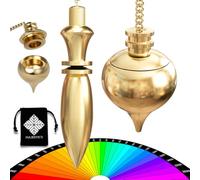 Majestic's Egyptian Thot Dowsing Pendulum & Abbe Mermet drop Pendant in Gold Brass - Pack of 2 Divinatory Pendulums