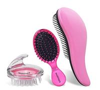 Majestique Detangling Hair Brushes with Scalp Massager - Bio-Friendly Brush for Baby Kids, Women, Men - Mini Pocket Pro for Curly, Wet/Dry Hair - Color May Vary