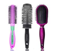 Majestique Professional Detangler Brush, Large Hot Curling Round Hair Brush with Nylon Bristles and Rubber-Grip Handle for Blow-Dry Styling- Hair Brush Set - Hair Brushes for Women (Color May Very)