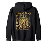 Majesty King Feline Overcomer Quote Design Zip Hoodie