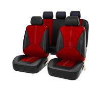 MAJHER PU Leather Car Seat Covers for V-W Polo 2005-2009, Full Surround Seat Cover Sets Front and Rear Seat Cushion Protector Interior Accessories,E/Black Red
